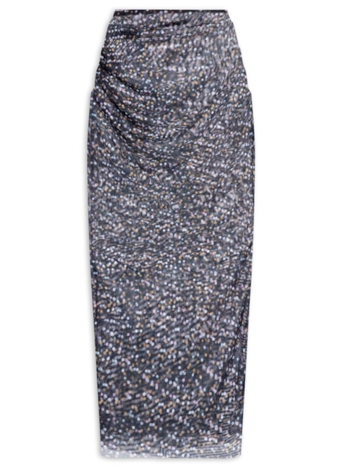 Saia Midi Tule Pois - Preto