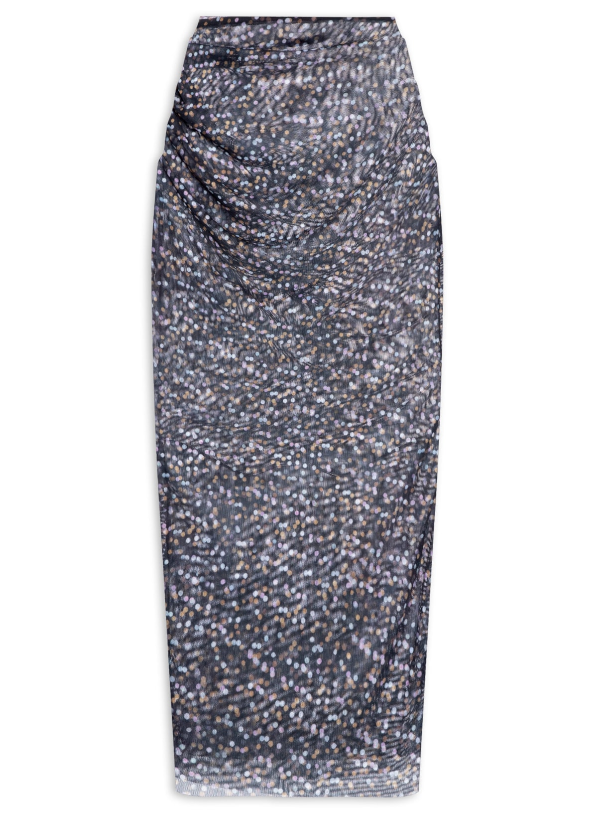 Saia Midi Tule Pois - Preto