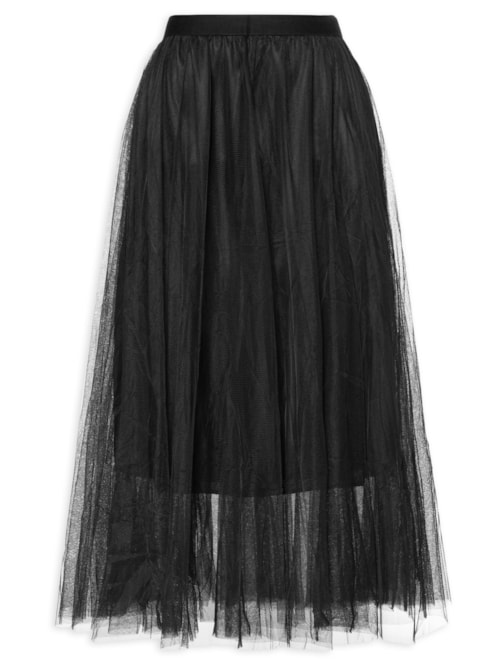 Saia Midi Tule - Preto