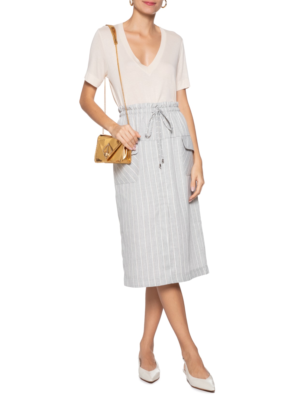 Saia Midi Zila II Cinza Le Lis