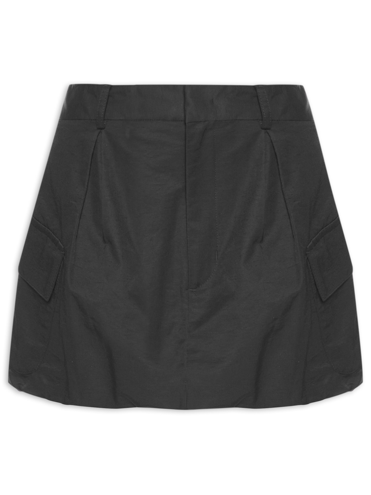 Saia Mini Balonê Com Bolsos - Preto