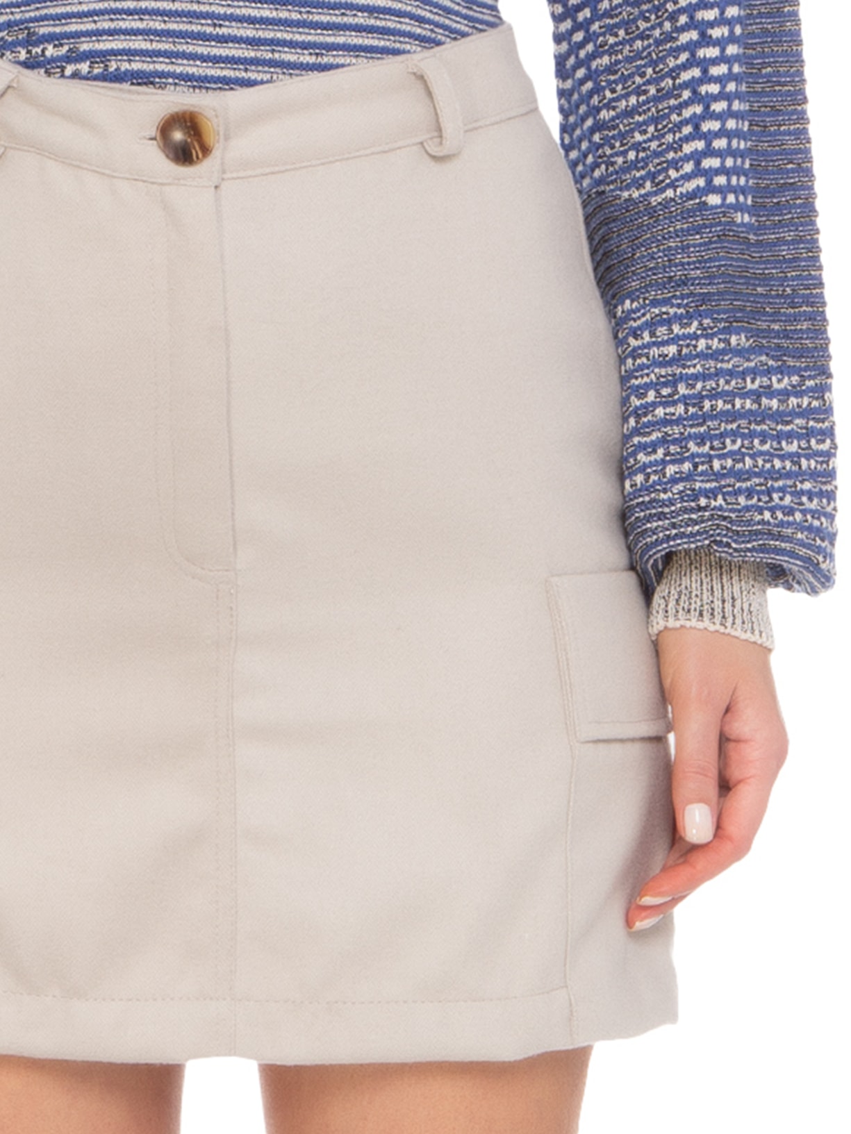 Saia Mini Com Bolso Duplo Bege '2Essential