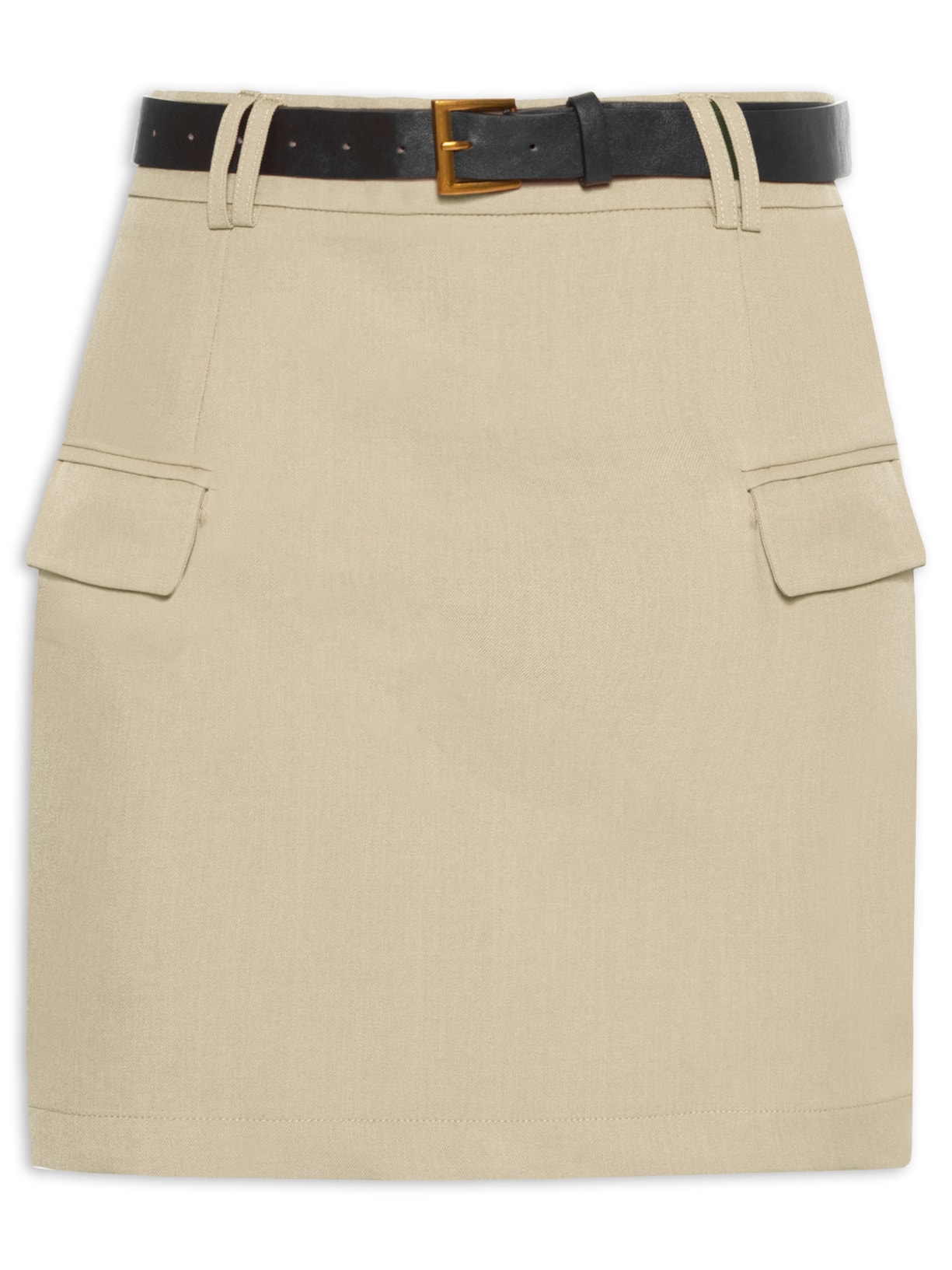 Saia Mini Com Cinto Removível - Bege