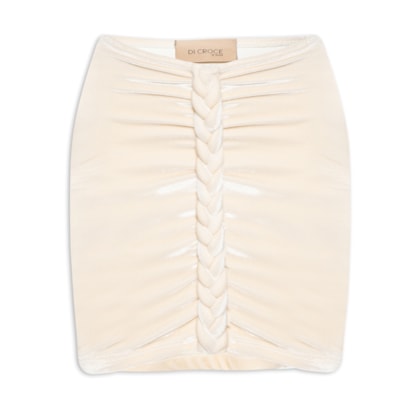 Saia Mini Cordas Veludo - Bege