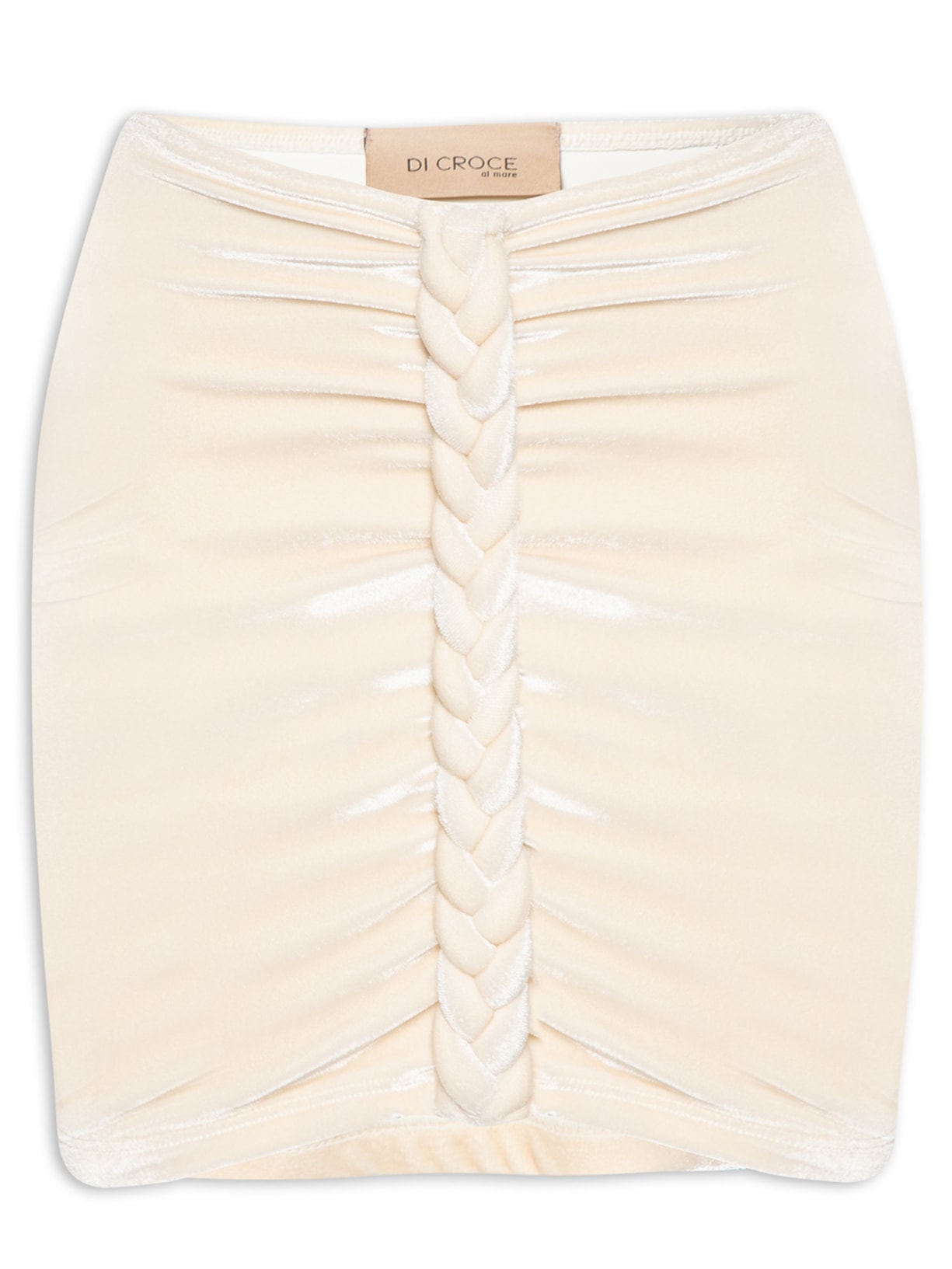 Saia Mini Cordas Veludo - Bege
