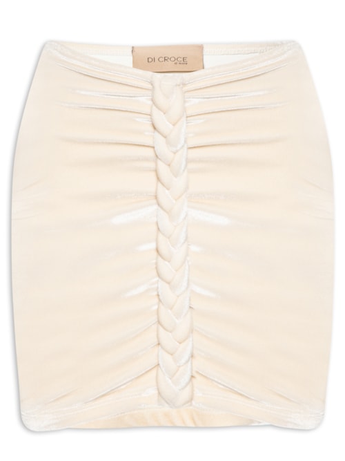 Saia Mini Cordas Veludo - Bege