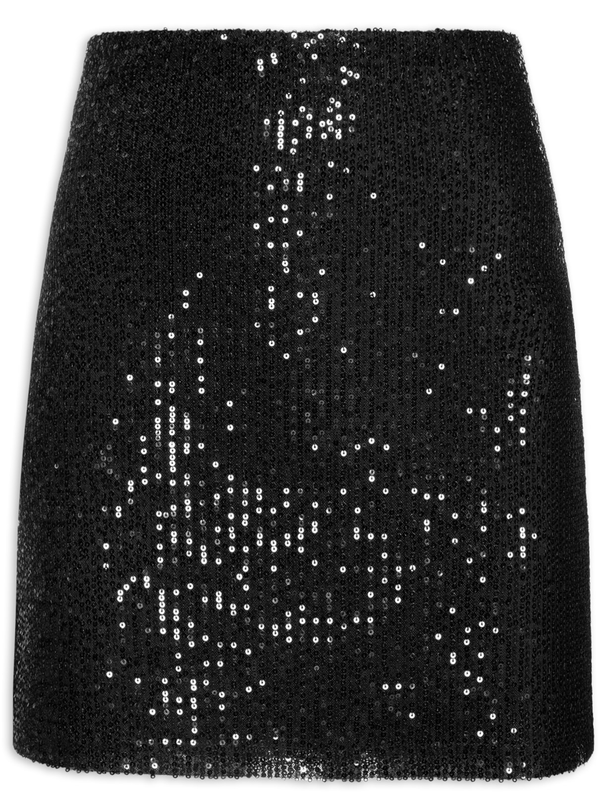 Saia Mini Feminina Em Paetê - Preto