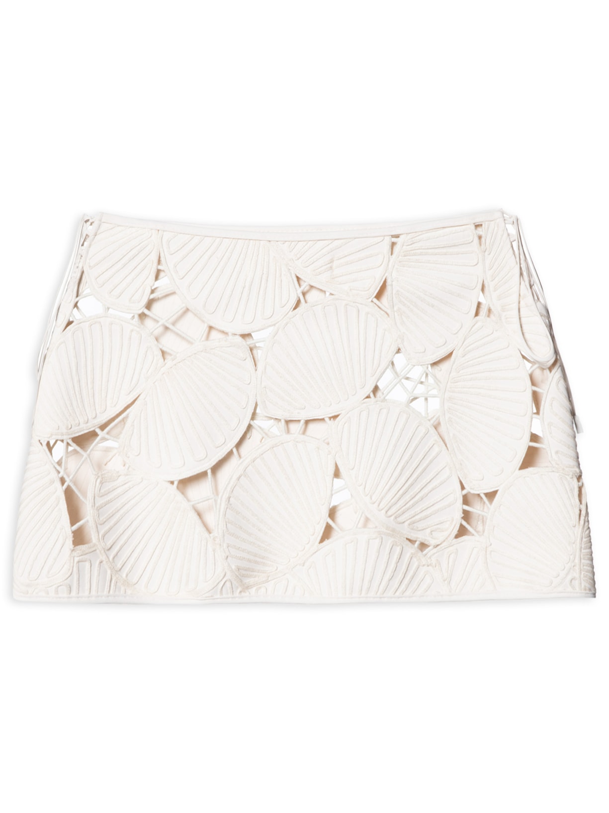 Saia Mini Shell Bordada - Off White