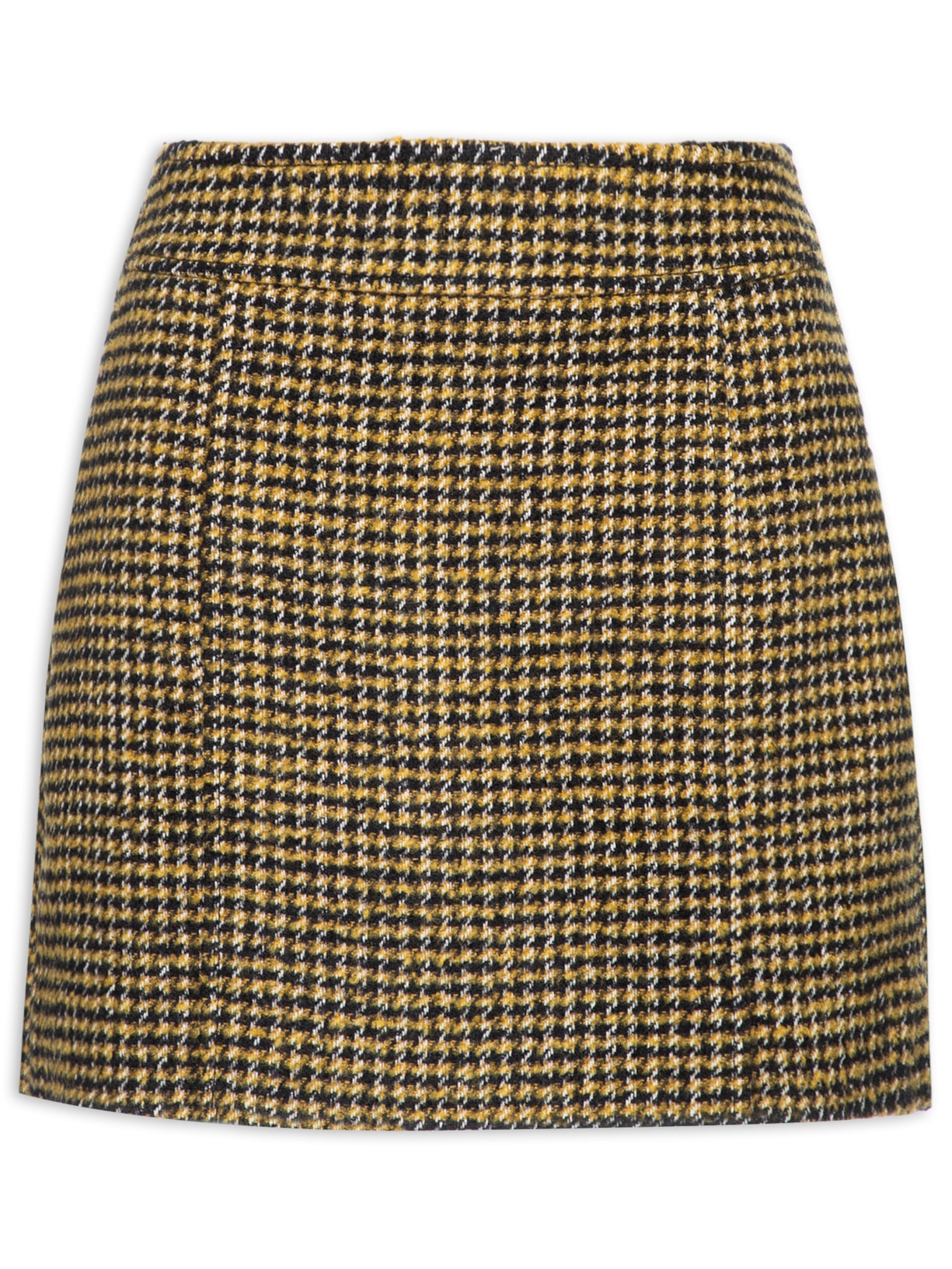 Saia Mini Tweed Xadrez - Amarelo