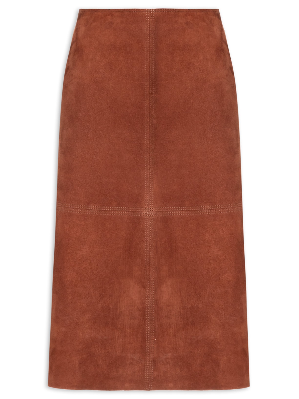 Saia Mix Couro Ilhós Rebeca - Marrom