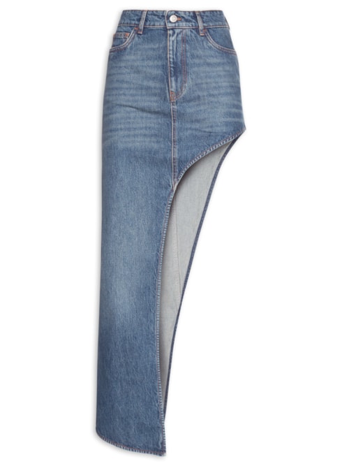 Saia One Leg Denim - Azul