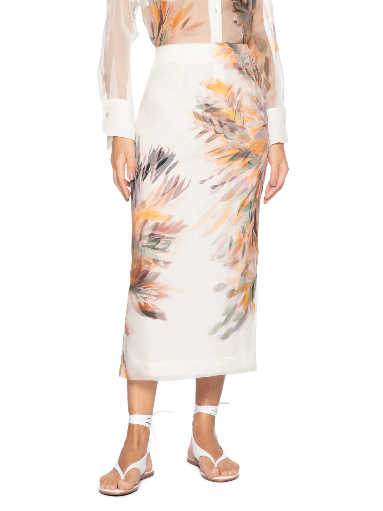 Saia Organza Sobreposição Bege Lenny Niemeyer