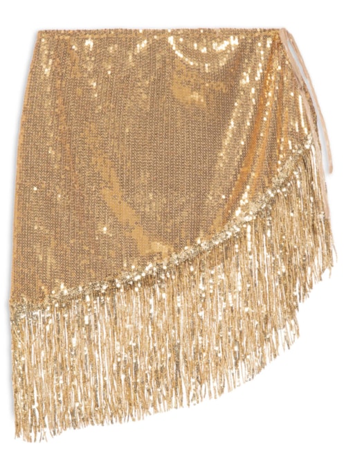 Saia Paetê Com Argola - Dourado