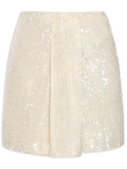 Saia Paetê Pastel - Bege