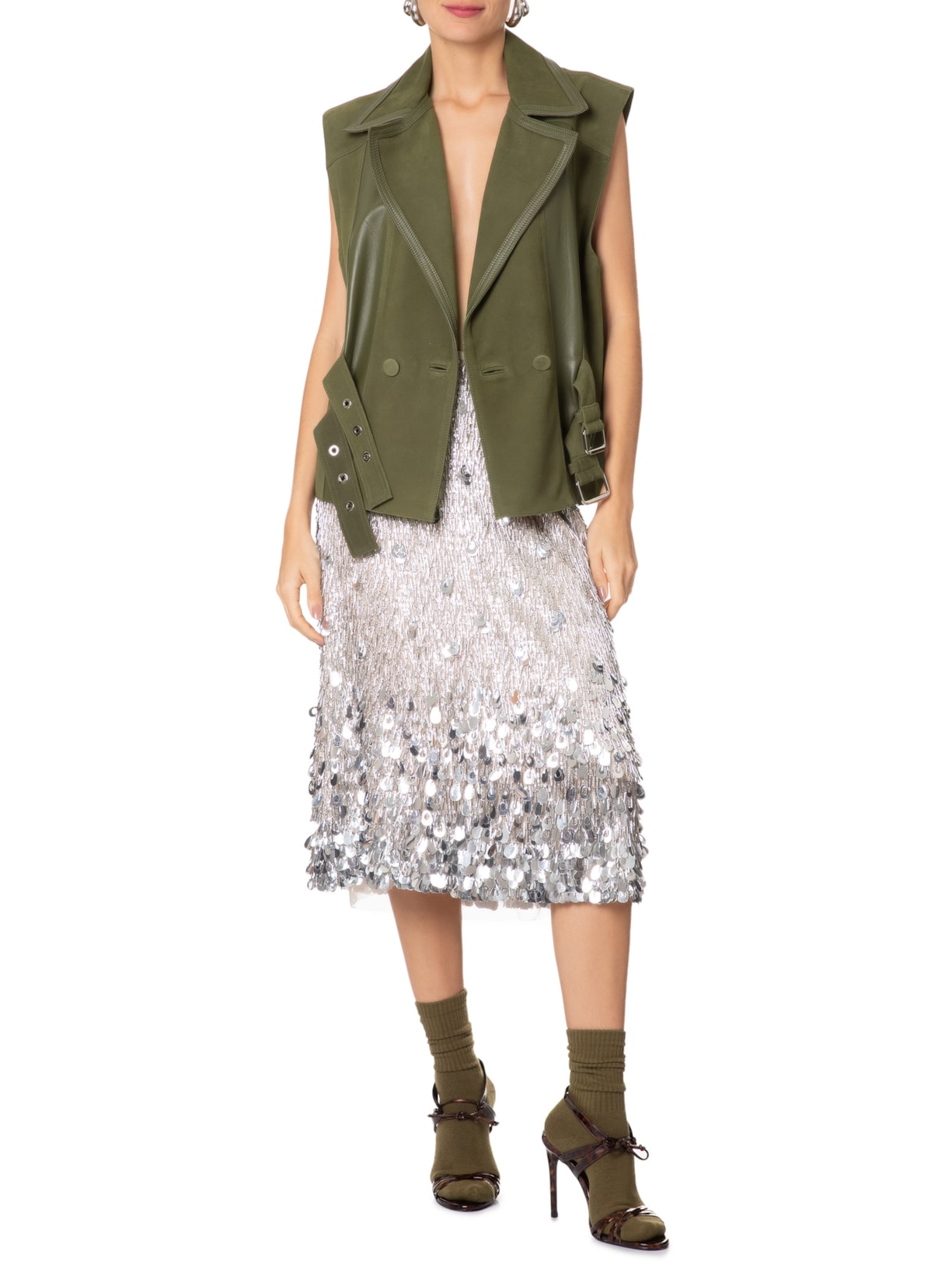 Saia Paetê Rush Raven Prateado Nk