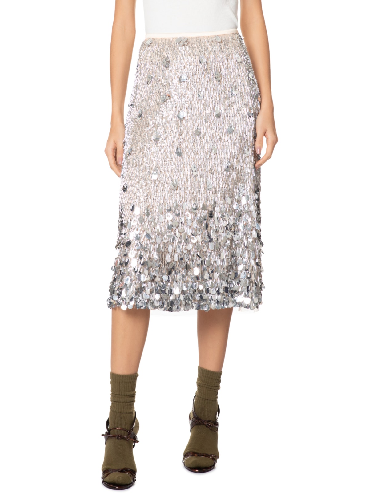 Saia Paetê Rush Raven Prateado Nk