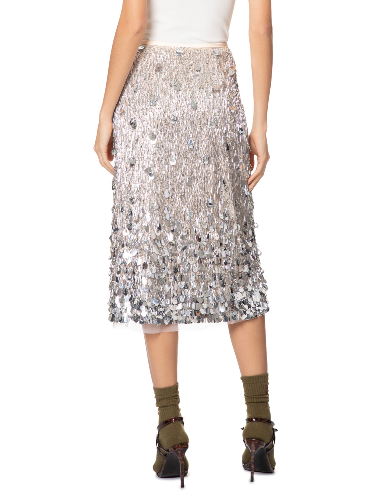 Saia Paetê Rush Raven Prateado Nk