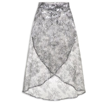 Saia Pareô Carnaval Paetê - Prata