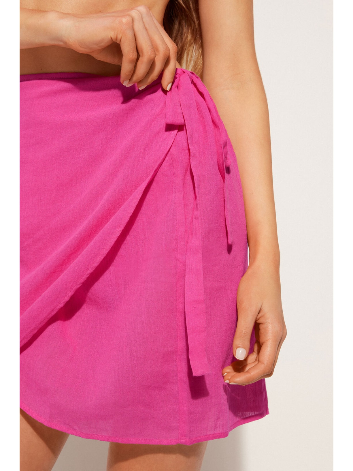 Saia Pareô Curta Transpassada Rosa Calzedonia