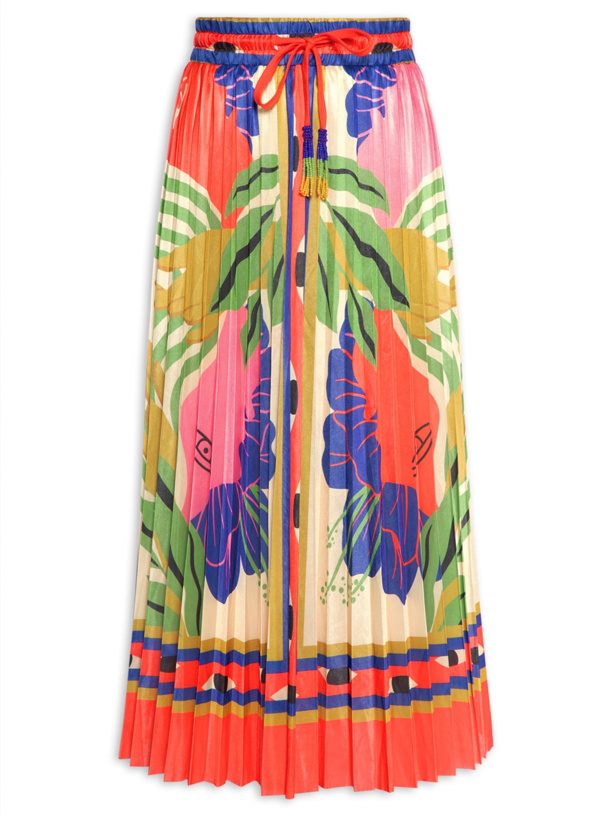 Saia Plissada Lenço Surreal - Vermelho