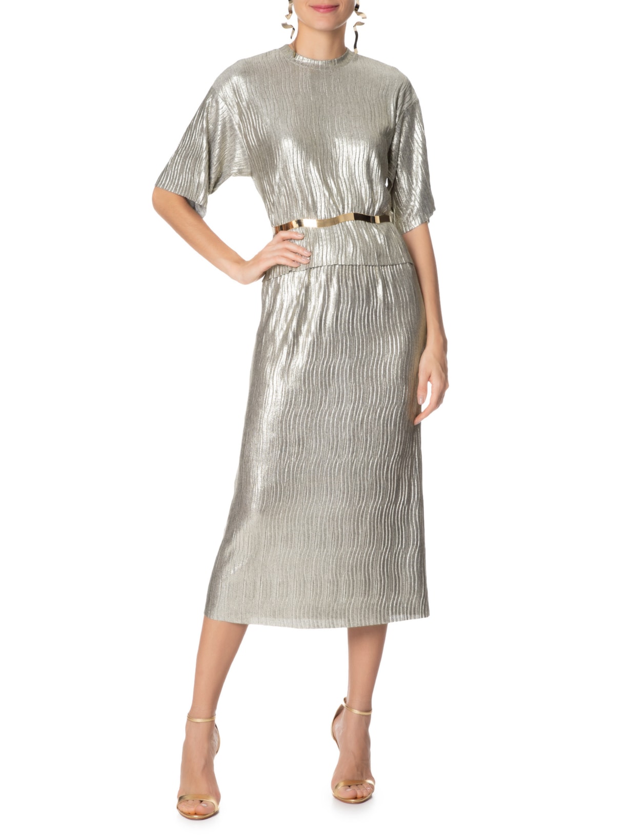 Saia Plissada Prata Animale