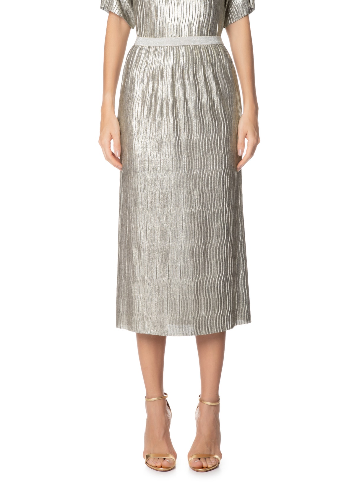 Saia Plissada Prata Animale