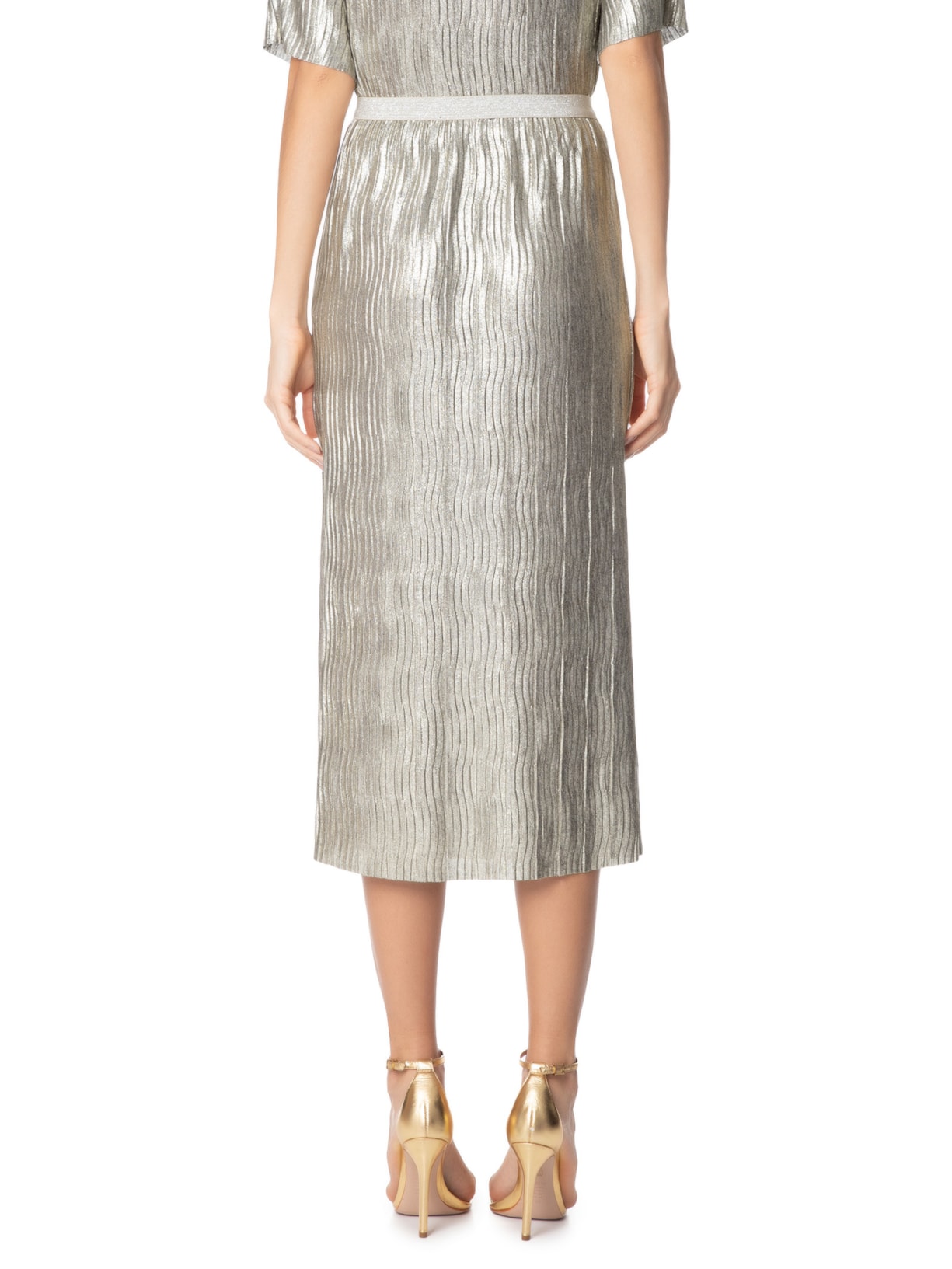 Saia Plissada Prata Animale