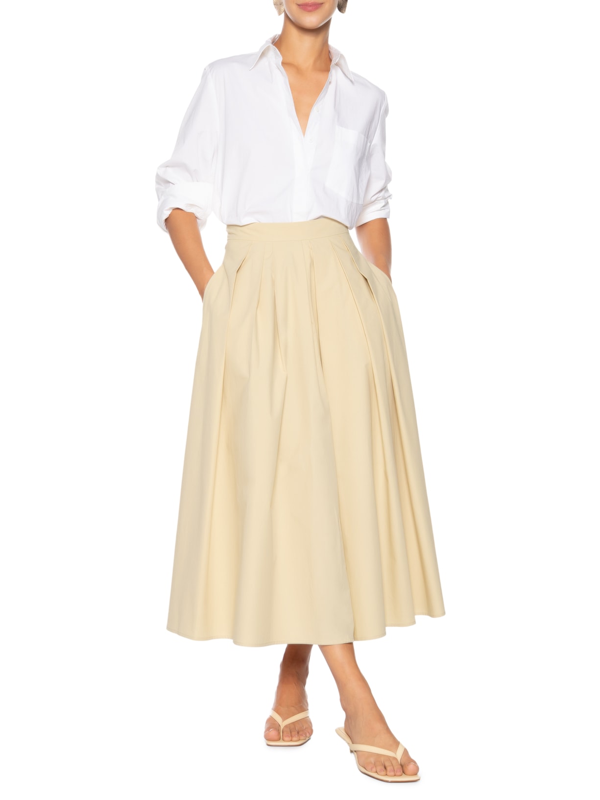 Saia Pregas Irregulares Marrom Andrea Marques