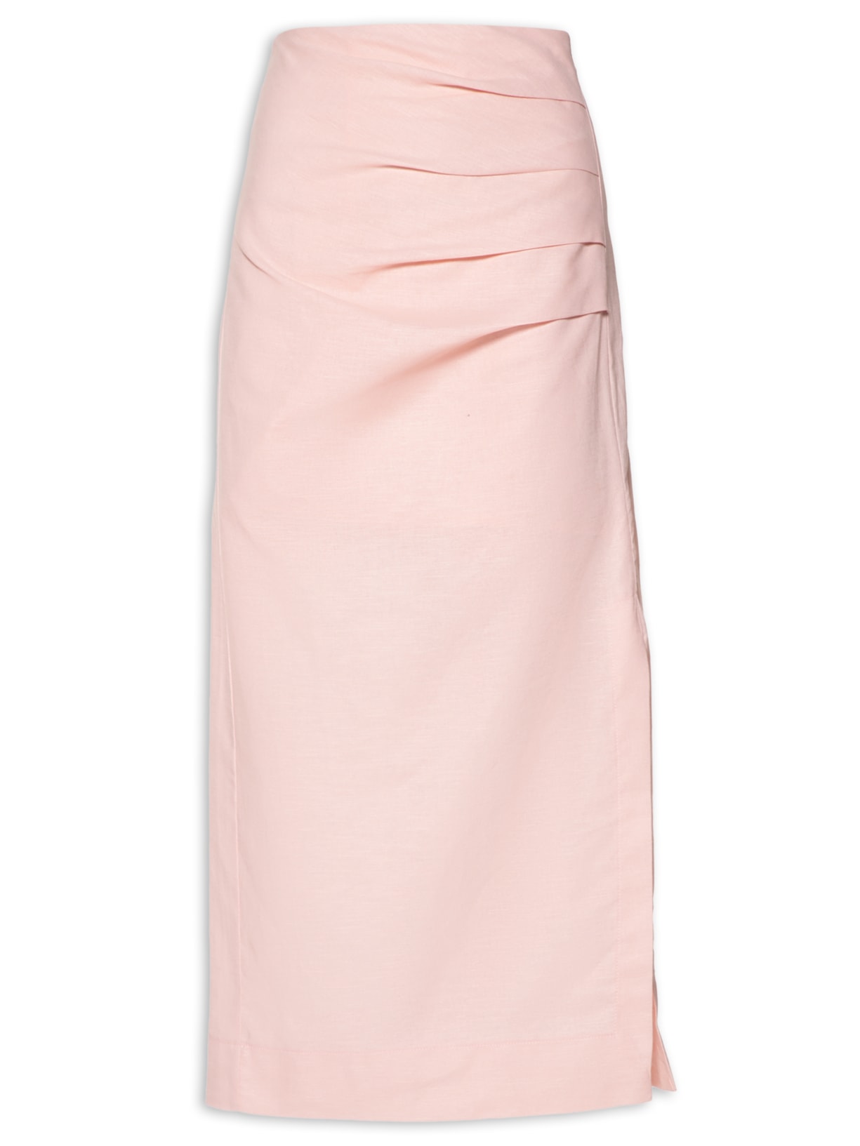 Saia Pregas Lateral Linho - Rosa
