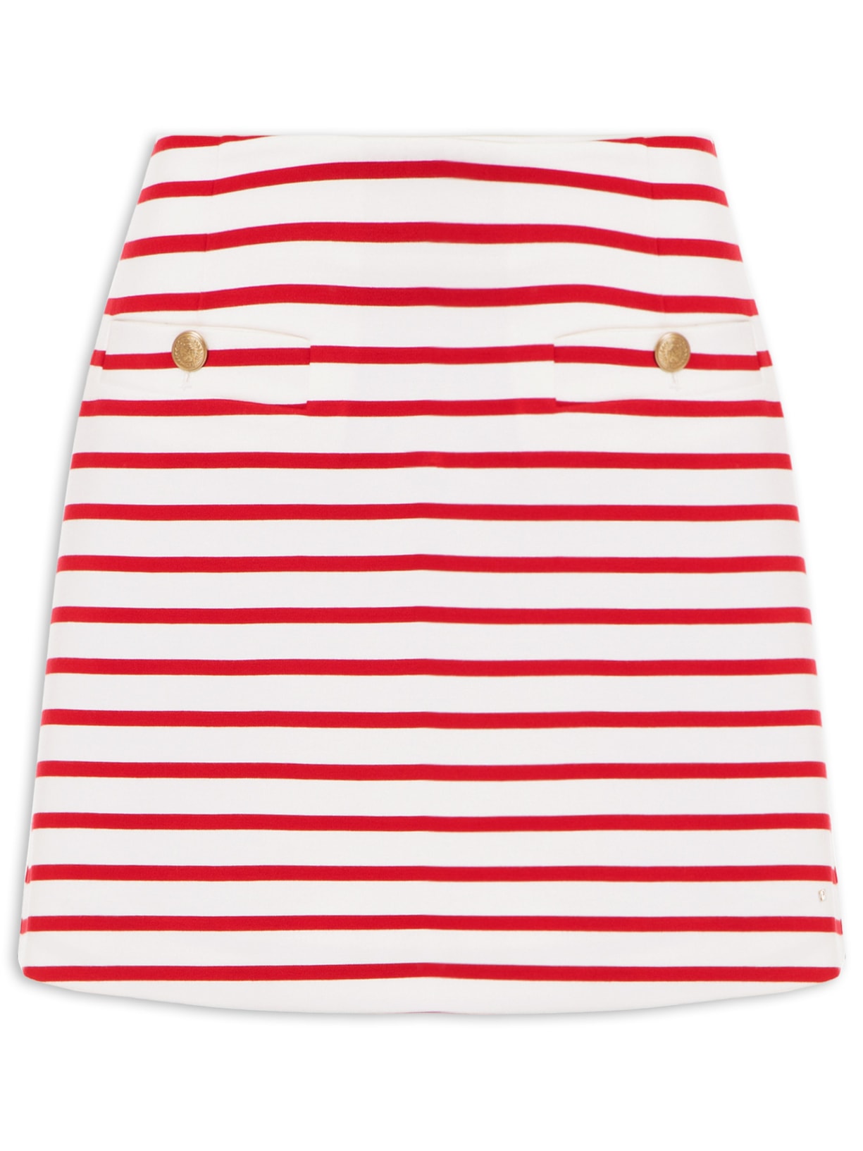 Saia Punto Striped Gold Button - Vermelho