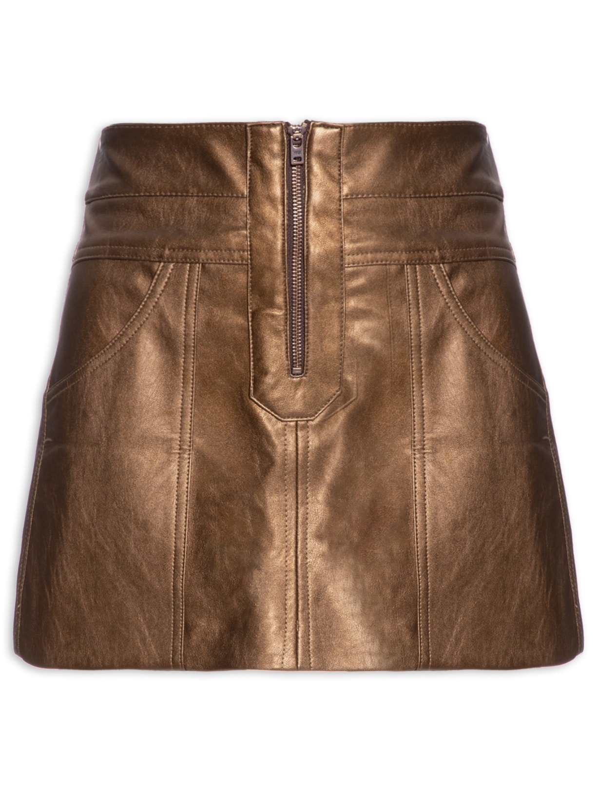 Saia Recortes Leather Marrom Dress To