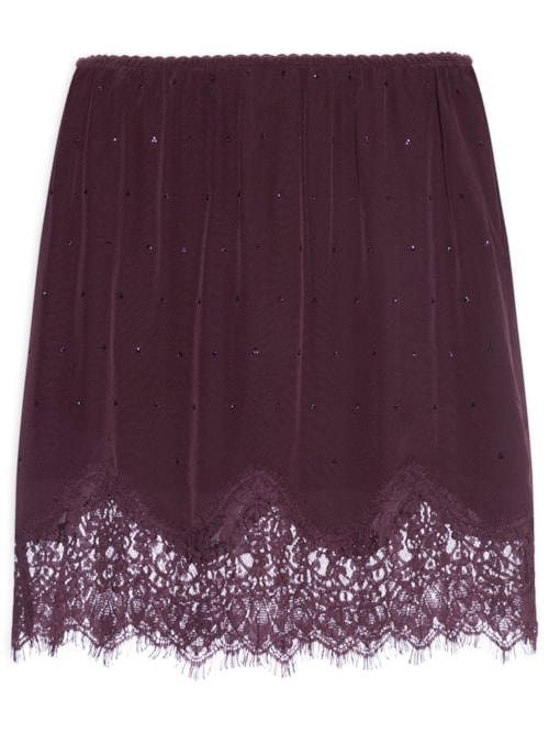Saia Renda E Strass - Roxo