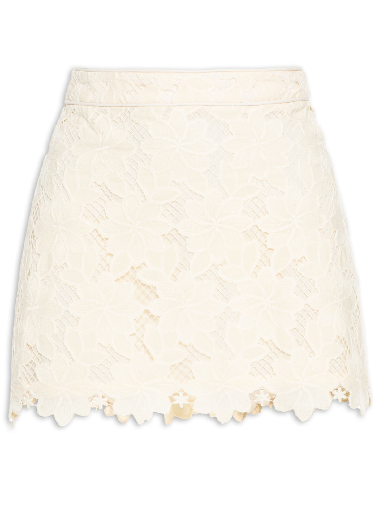 Saia Renda Floral Praiano - Bege