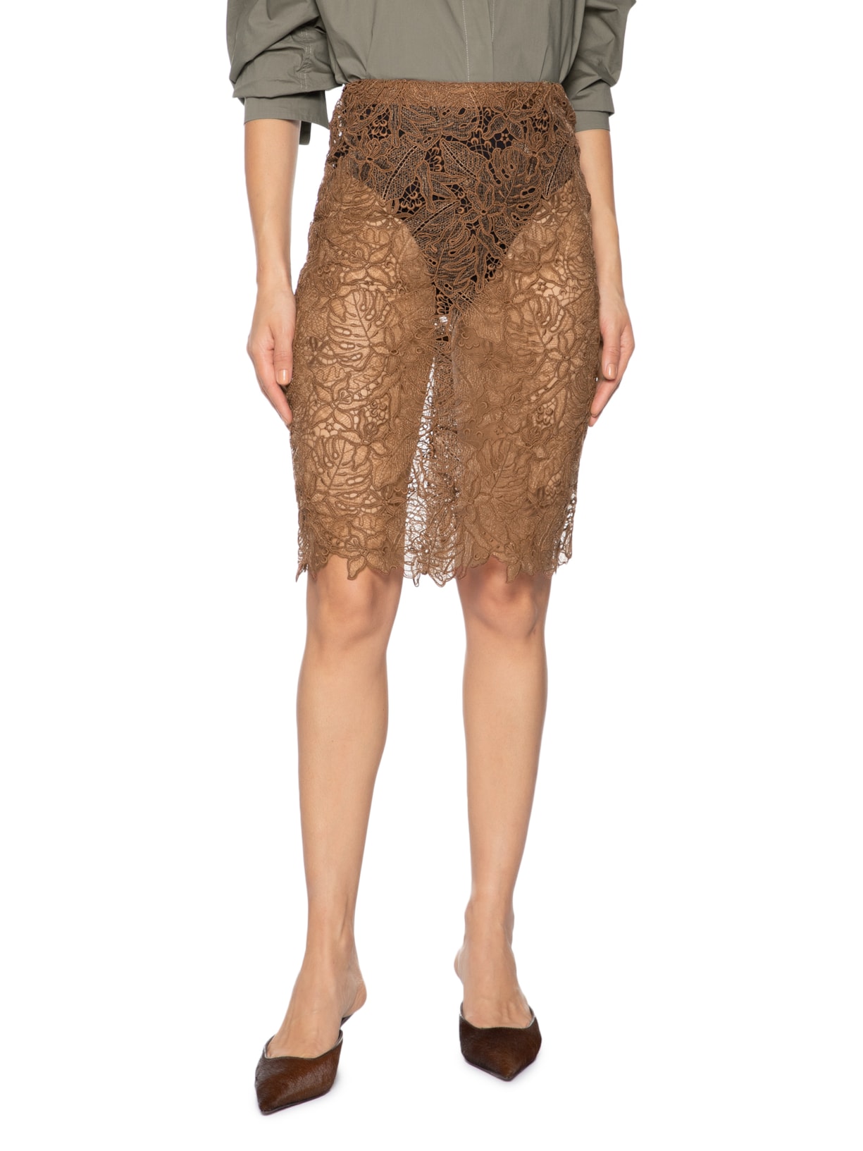 Saia Renda Jamaya Marrom Andrea Bogosian