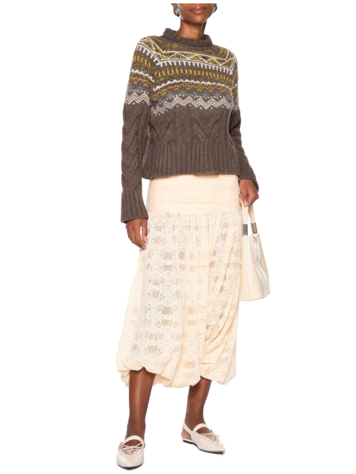 Saia Renda Nouveau Vera Bege Nk