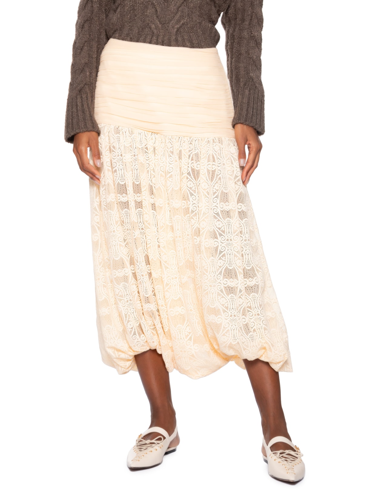 Saia Renda Nouveau Vera Bege Nk
