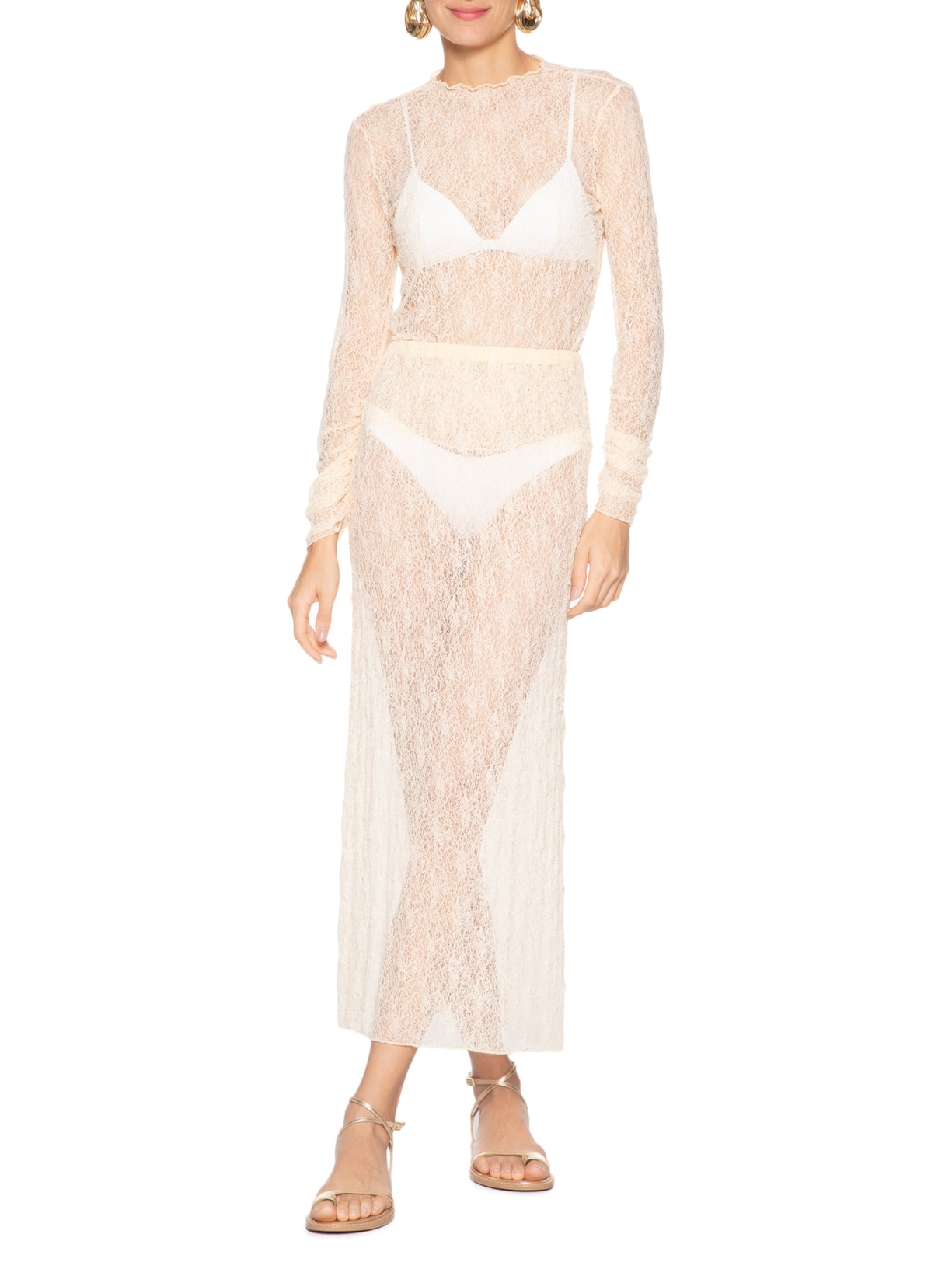 Saia Rendinha Liquen Off White Paula Raia