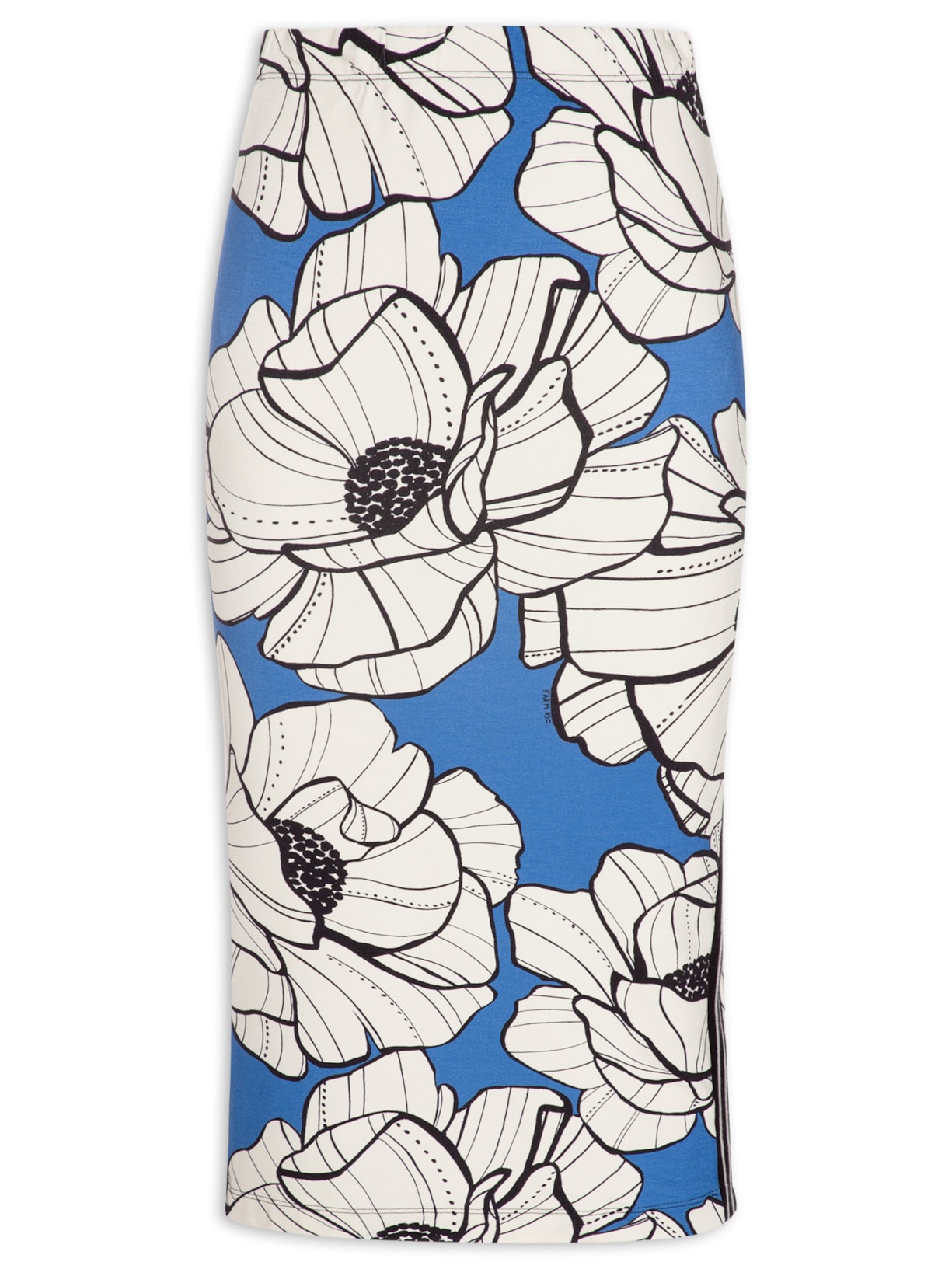 Saia Reta Floral Paulo - Azul