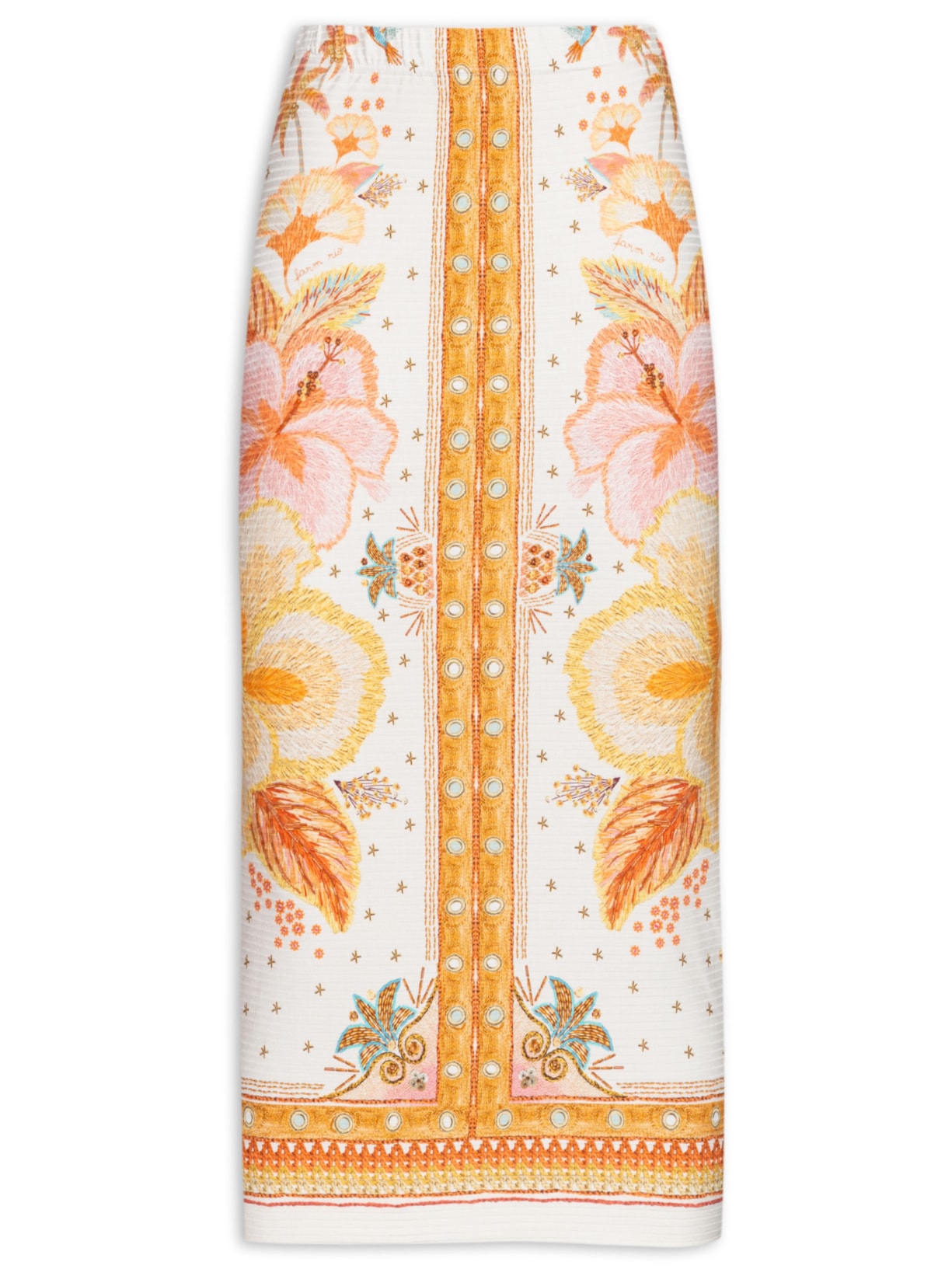 Saia Reta Ilha De Flor - Amarelo