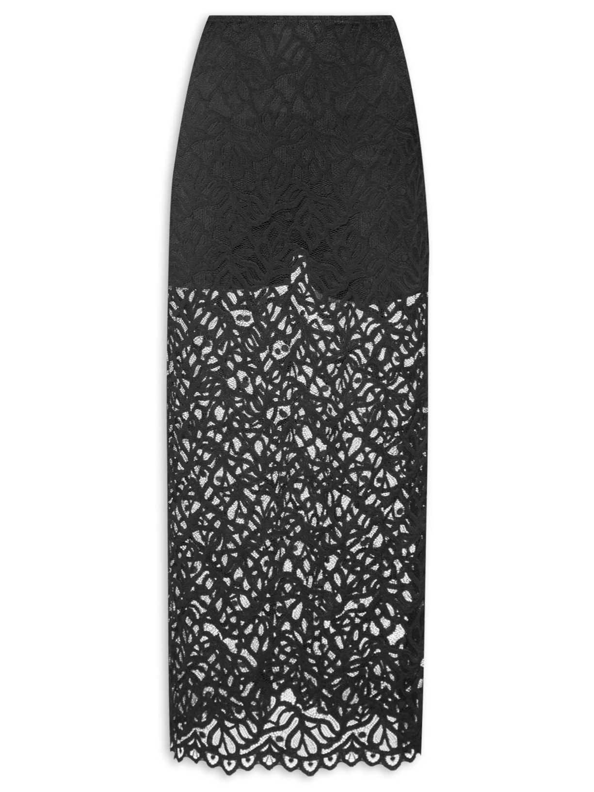 Saia Reta No Tornozelo De Renda - Preto