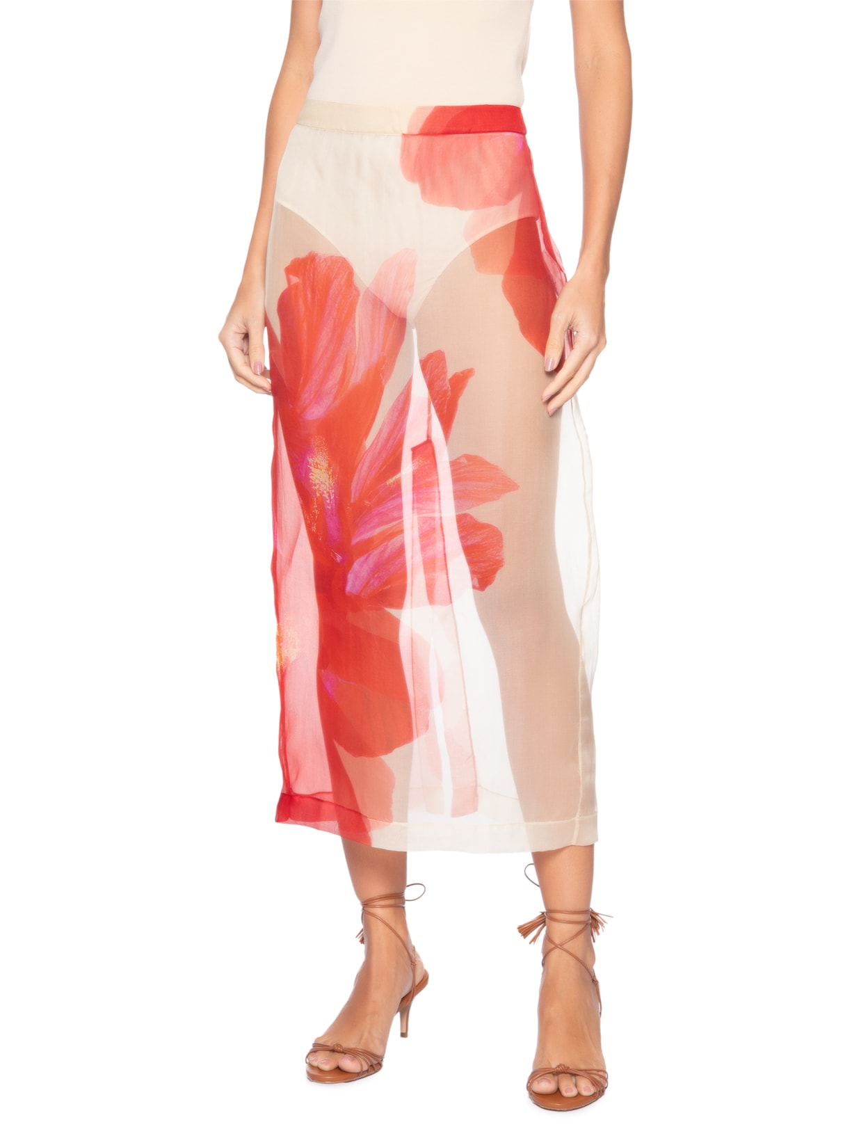 Saia Reta Organza Rosa Lenny Niemeyer