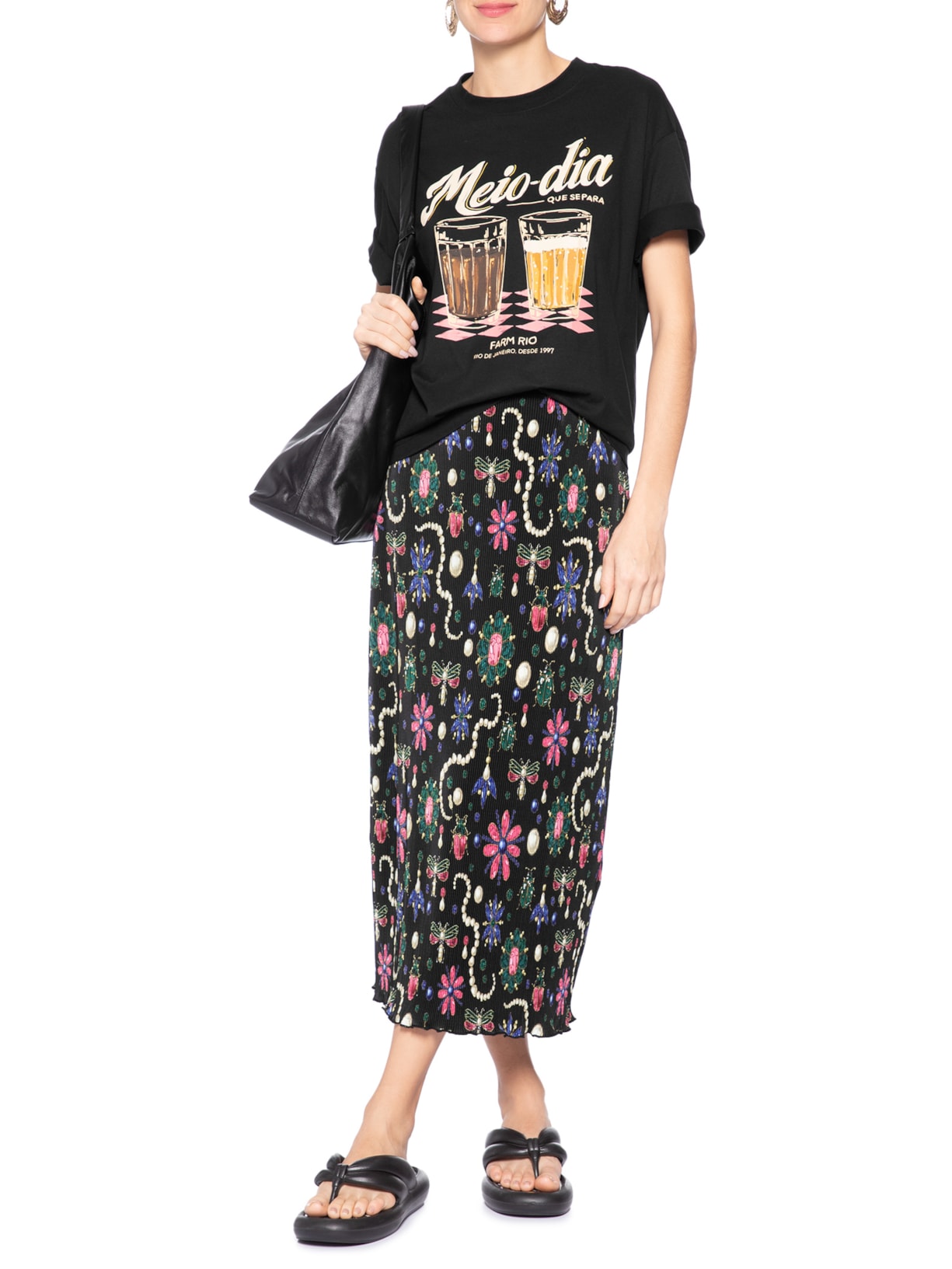 Saia Reta Plissada Glow – Preto Farm