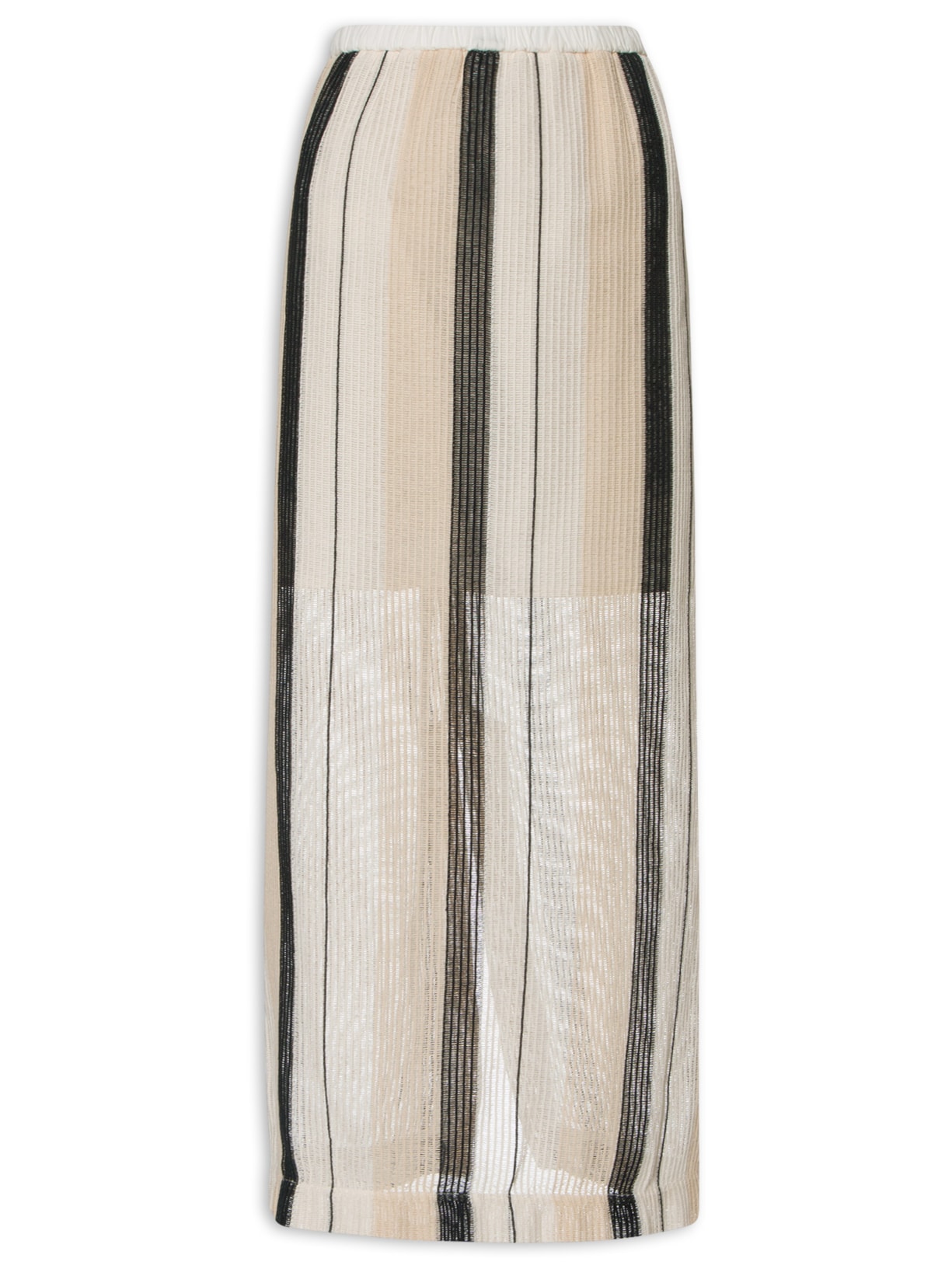 Saia Reta Telada Com Cós Elástico - Bege