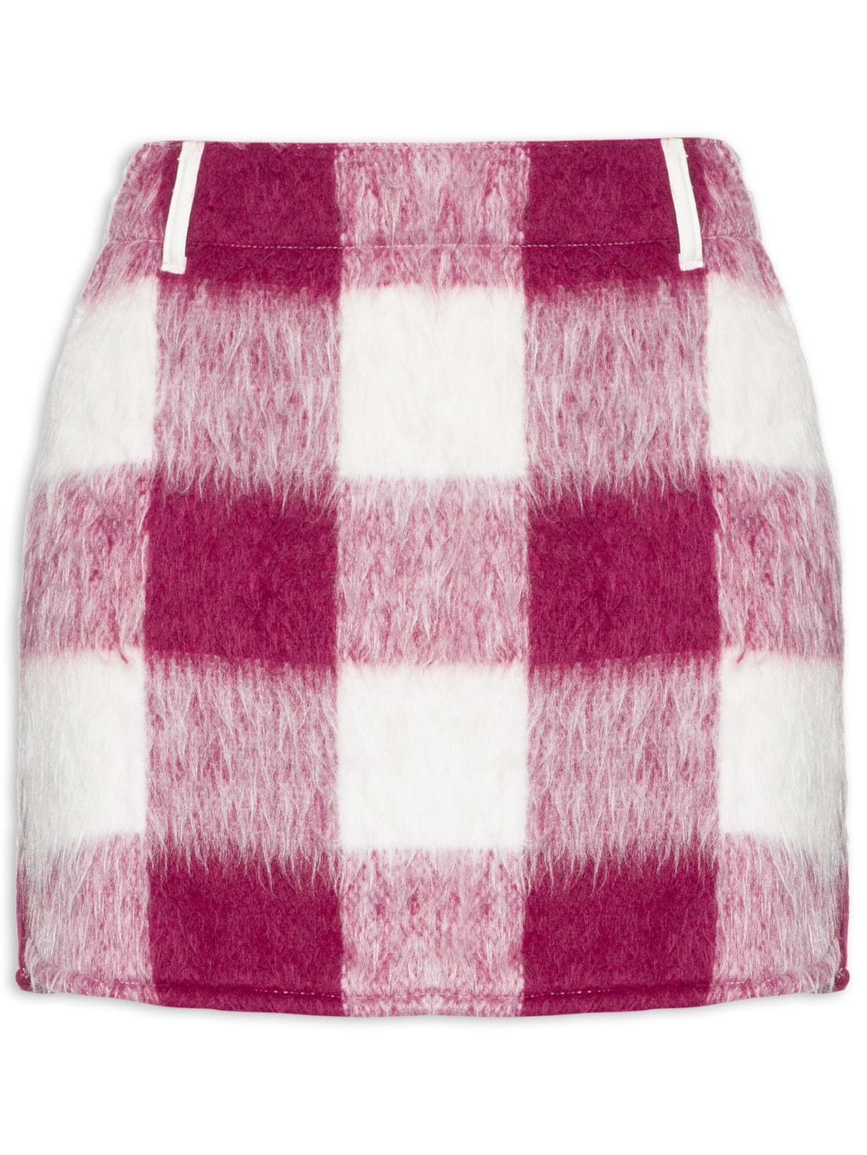 Saia Sarja Box Xadrez Tweed Fur - Rosa