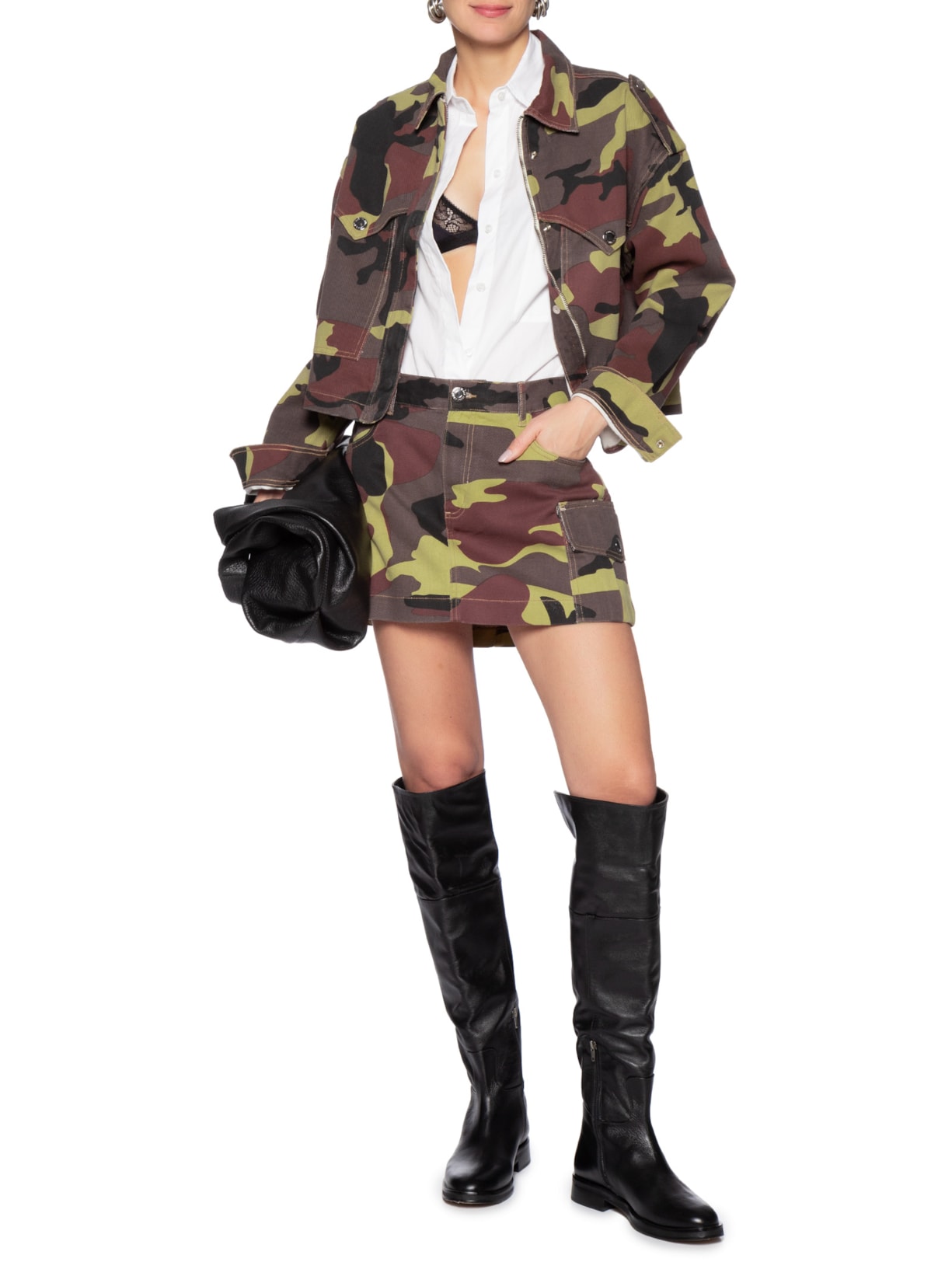 Saia Sarja Camuflada Verde Animale Jeans