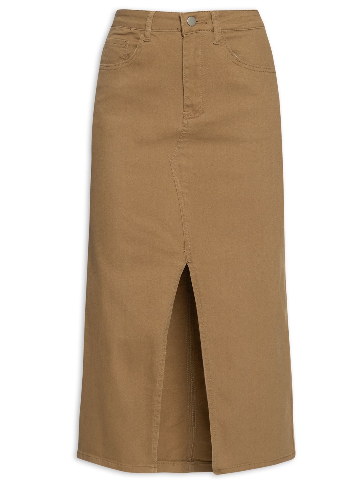 Saia Sarja Com Fenda Frontal - Marrom