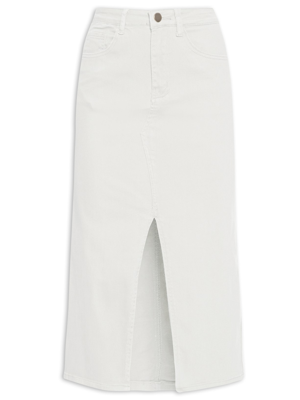 Saia Sarja Com Fenda Frontal - Off White