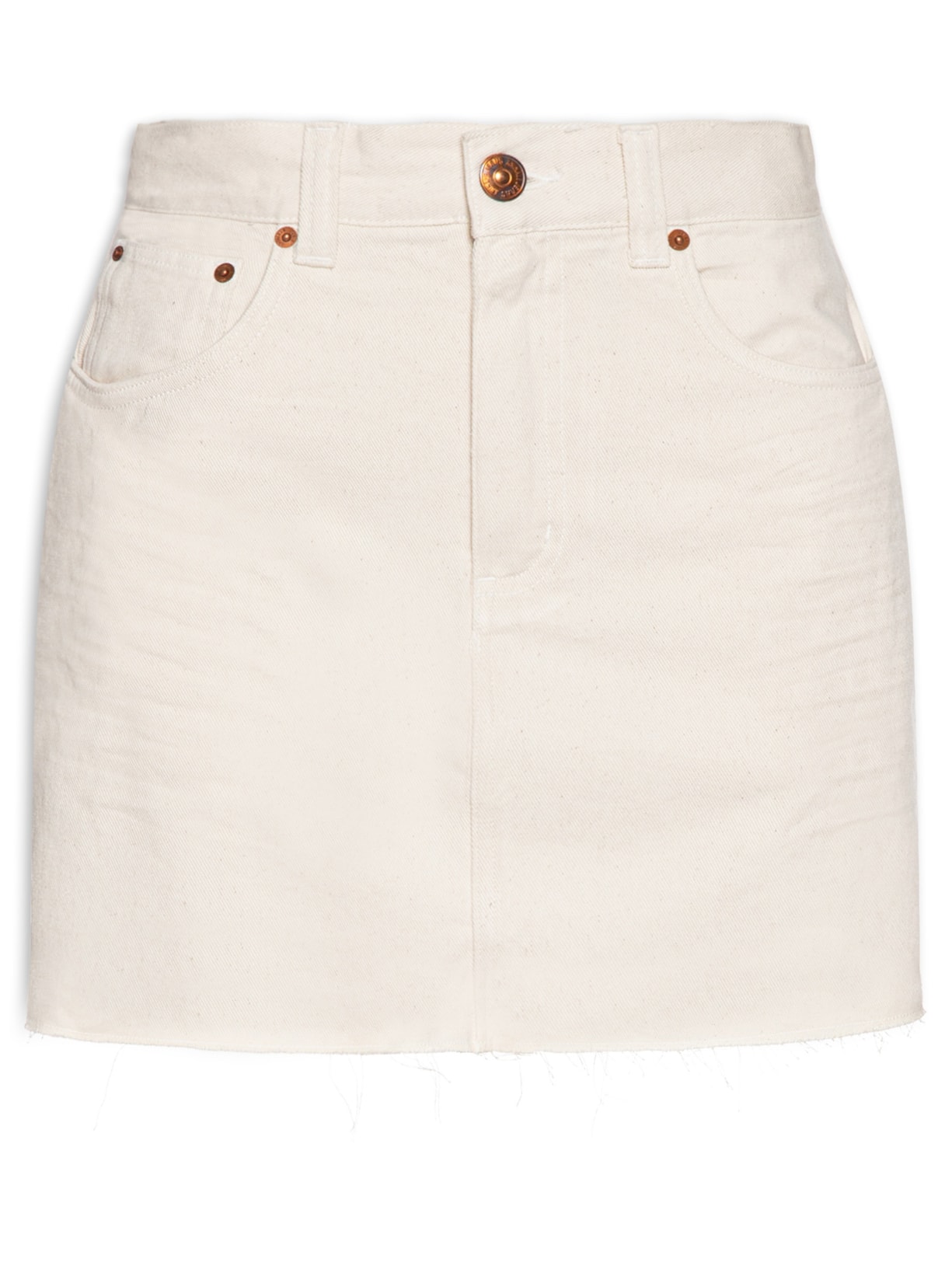 Saia Sarja Curta Box 3D Branco Animale Jeans