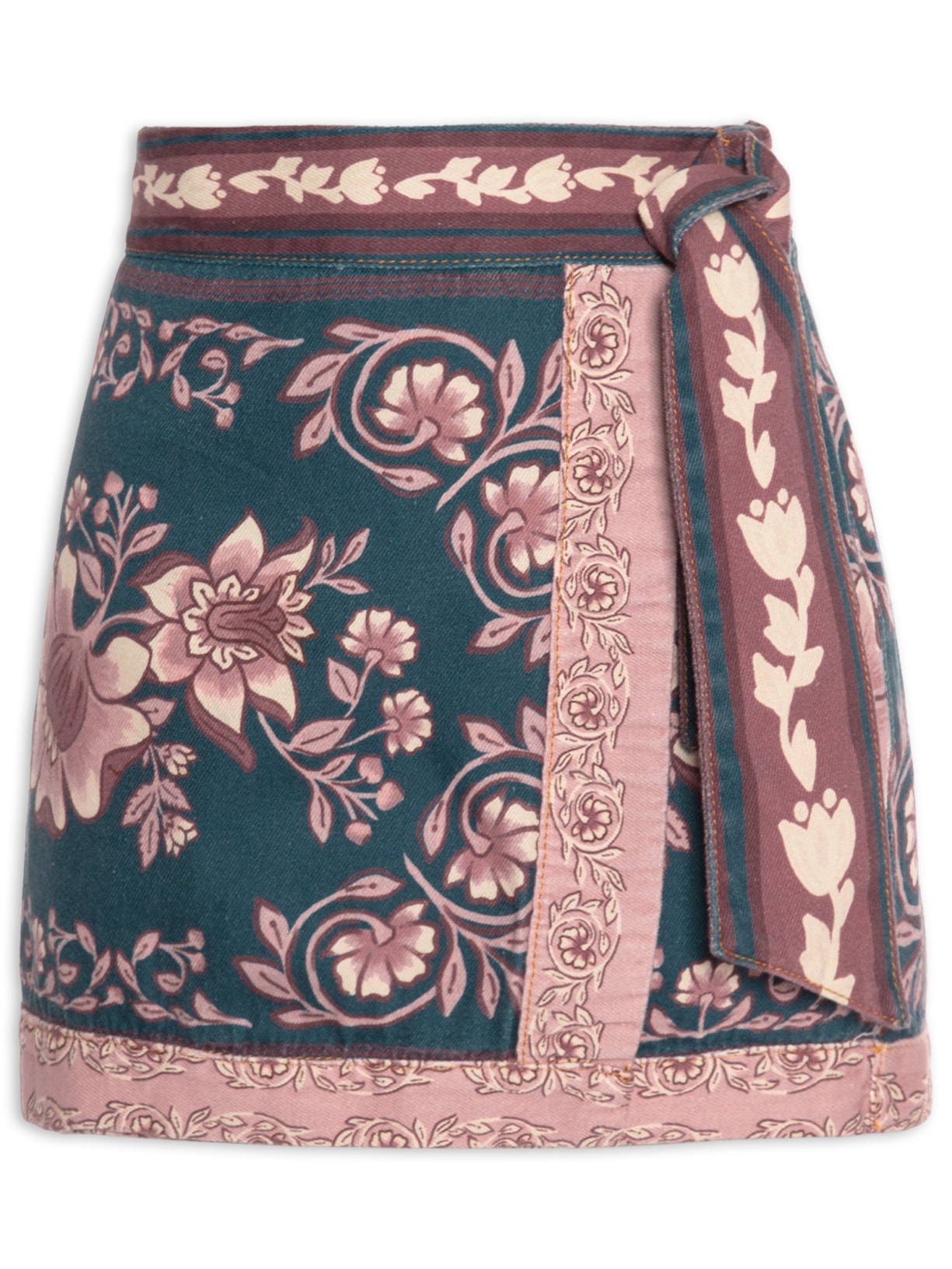 Saia Sarja Jardim Boho - Vinho