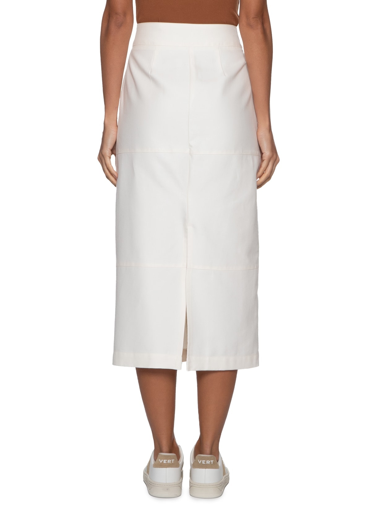 Saia Sarja Midi Com Recortes Off Whithe Basiq